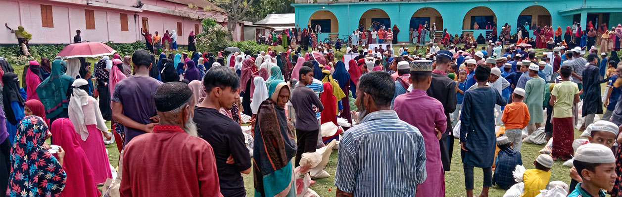 People waiting in line for Food